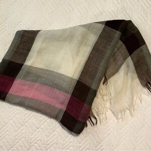 Talbots Brown and Cream Plaid Scarf